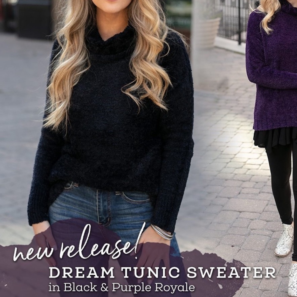 Grace and Lace Cowl Neck Dream Tunic Sweater, Small